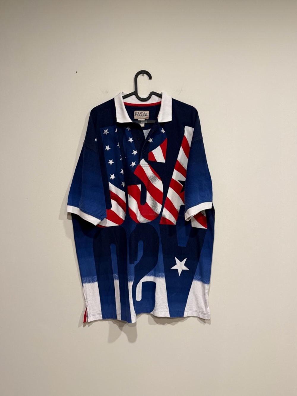 USA Flag Graphic Polo Shirt - Navy/Red/White